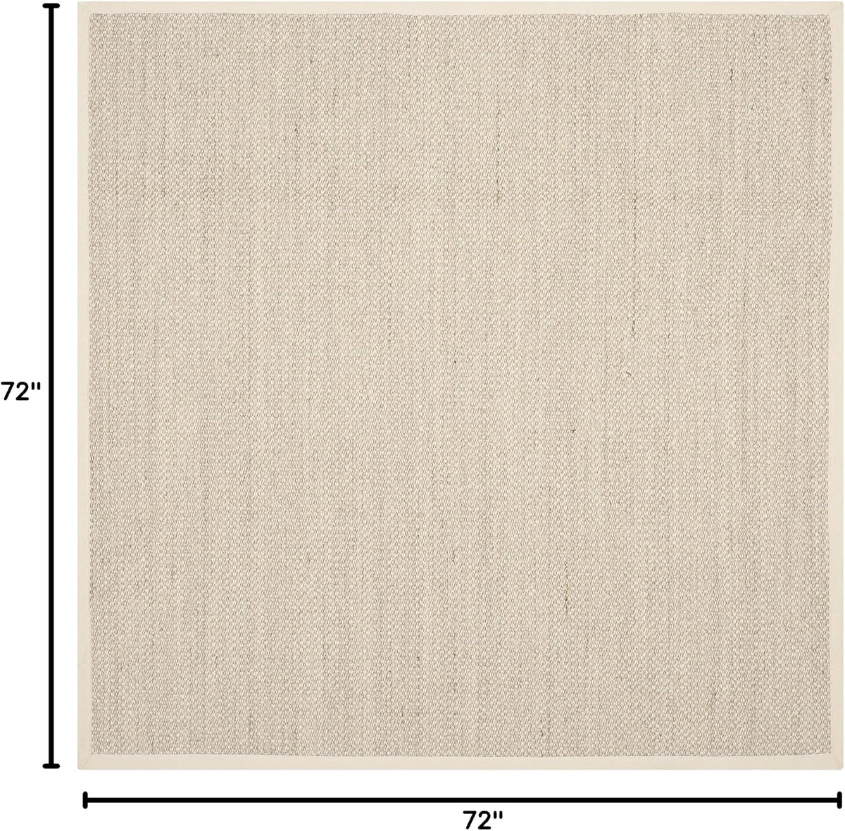 SAFAVIEH Area Rug 6' Square - Natural Fiber Collection - Marble & Beige, Sisal, Woven Design with Border (NF143C)