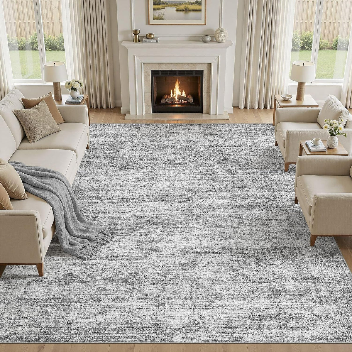 cotiled 9x12 Area Rugs Abstract Distressed Washable Large Living Room Rug