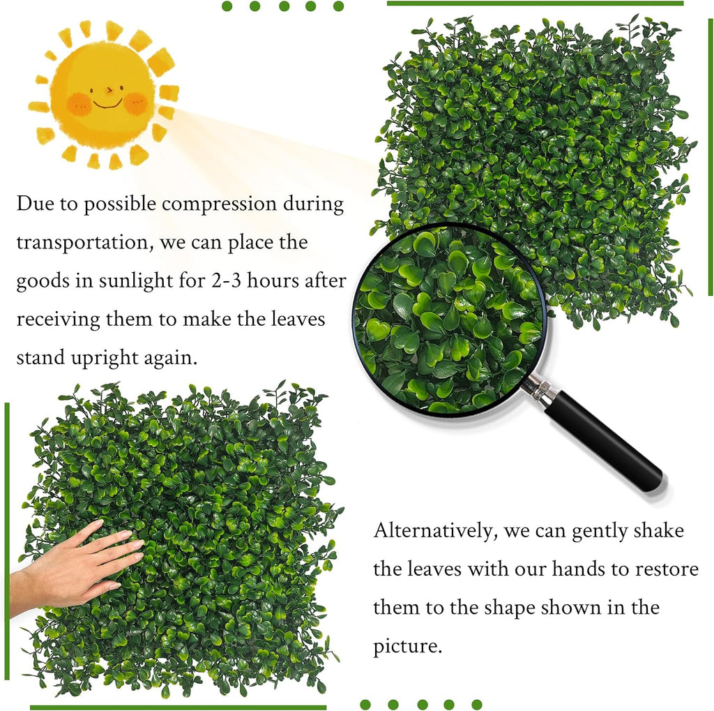 10"x 10"(24 P), UV-Anti Artificial Grass Wall Panel, 4-Layer Leaf