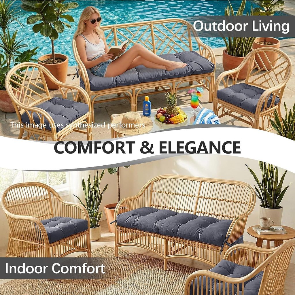 Yddsky 3Pcs Wicker Chair Cushion Sets for Patio Furniture,Grey,47*19*4''