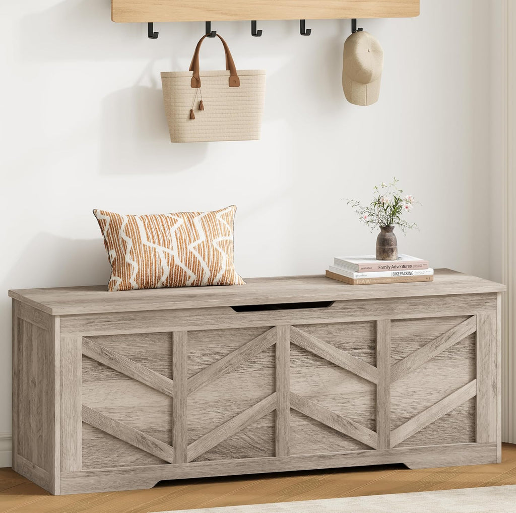 Extra Large Storage Chest, Storage Bench with 2 Safety Hinges