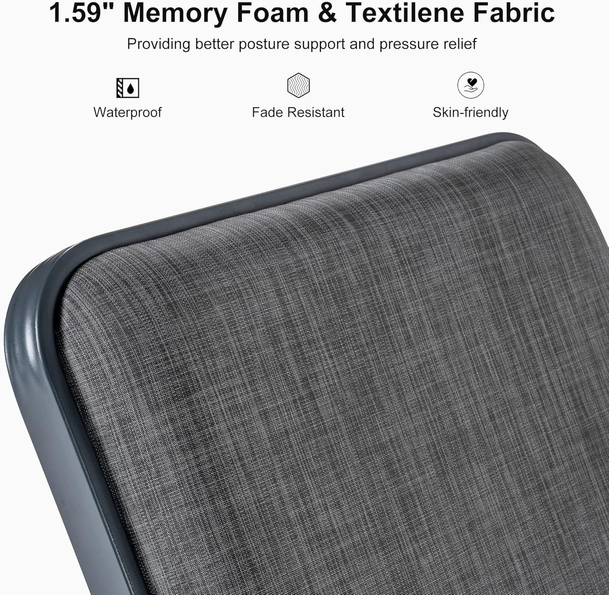 PURPLE LEAF Outdoor Patio Chaise Lounge Chairs with Thick Cushion Dark Gray