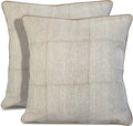 Ridhi Oatmeal Brown Stripe Hand Block Print Pillow Covers 18x18 Set of 2