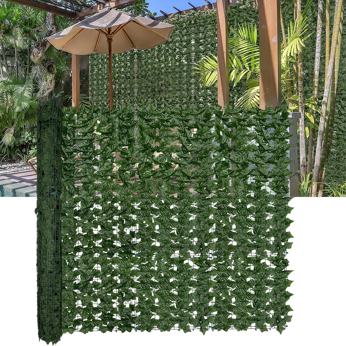 Artificial Ivy Plants Privacy Fence Screen: 60" x 140" (58.5 Sqft)
