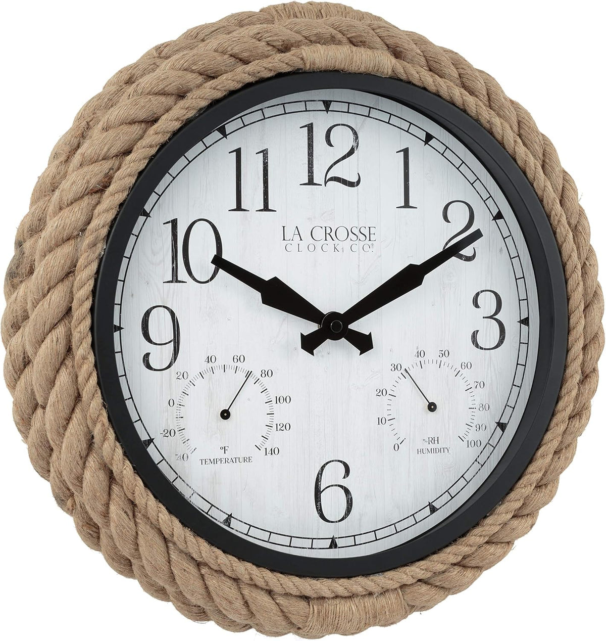 La Crosse Clock 433-3836 14-inch Rowan Indoor/Outdoor Rope Analog Quartz Wall Clock