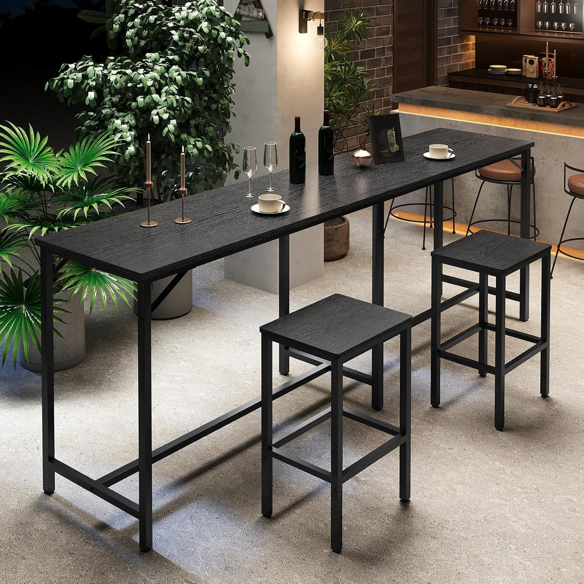 yatiney 70.9" bar table and chairs set, dining, close-up detail