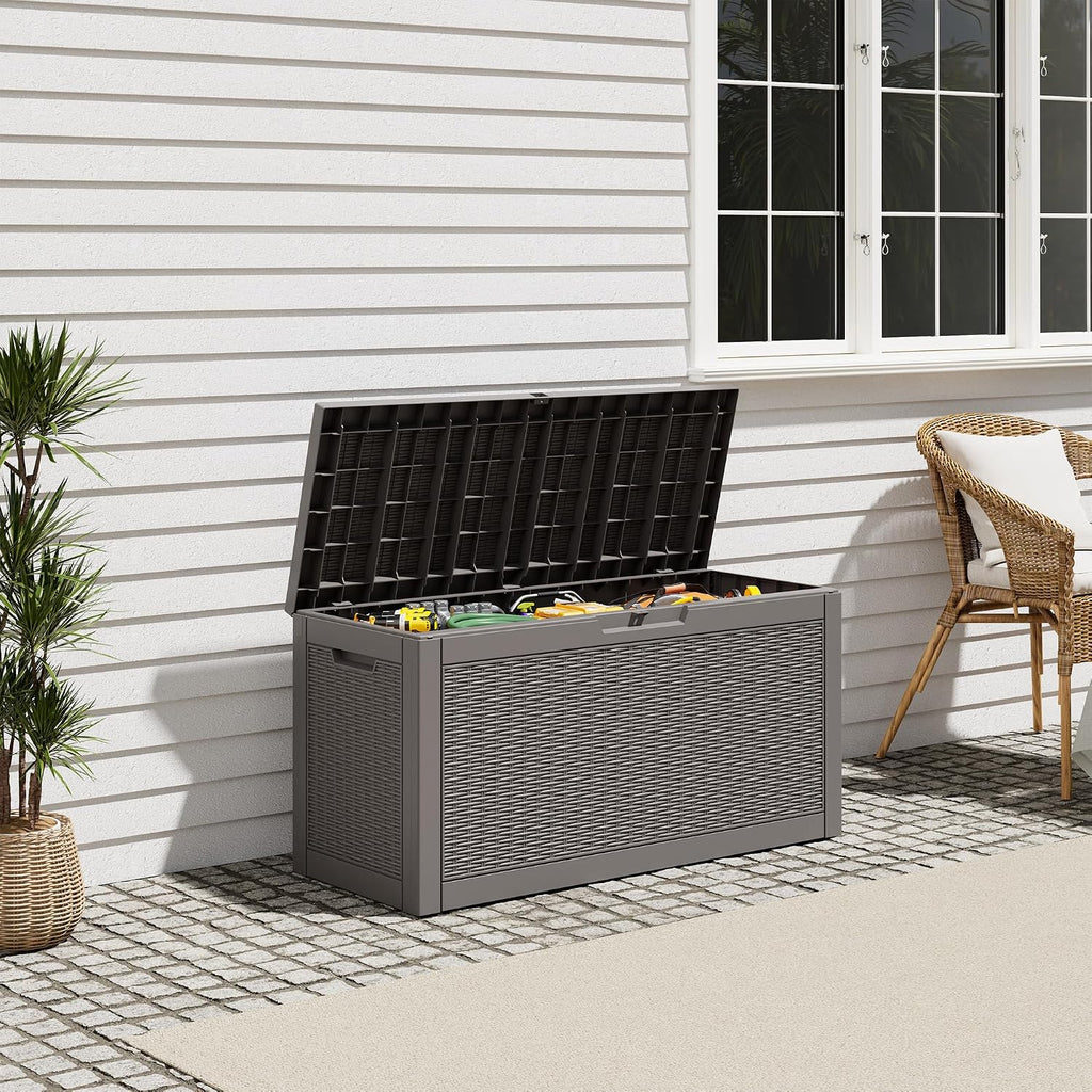 Outdoor Deck Storage Box, Waterproof,Grey,72 Gallon