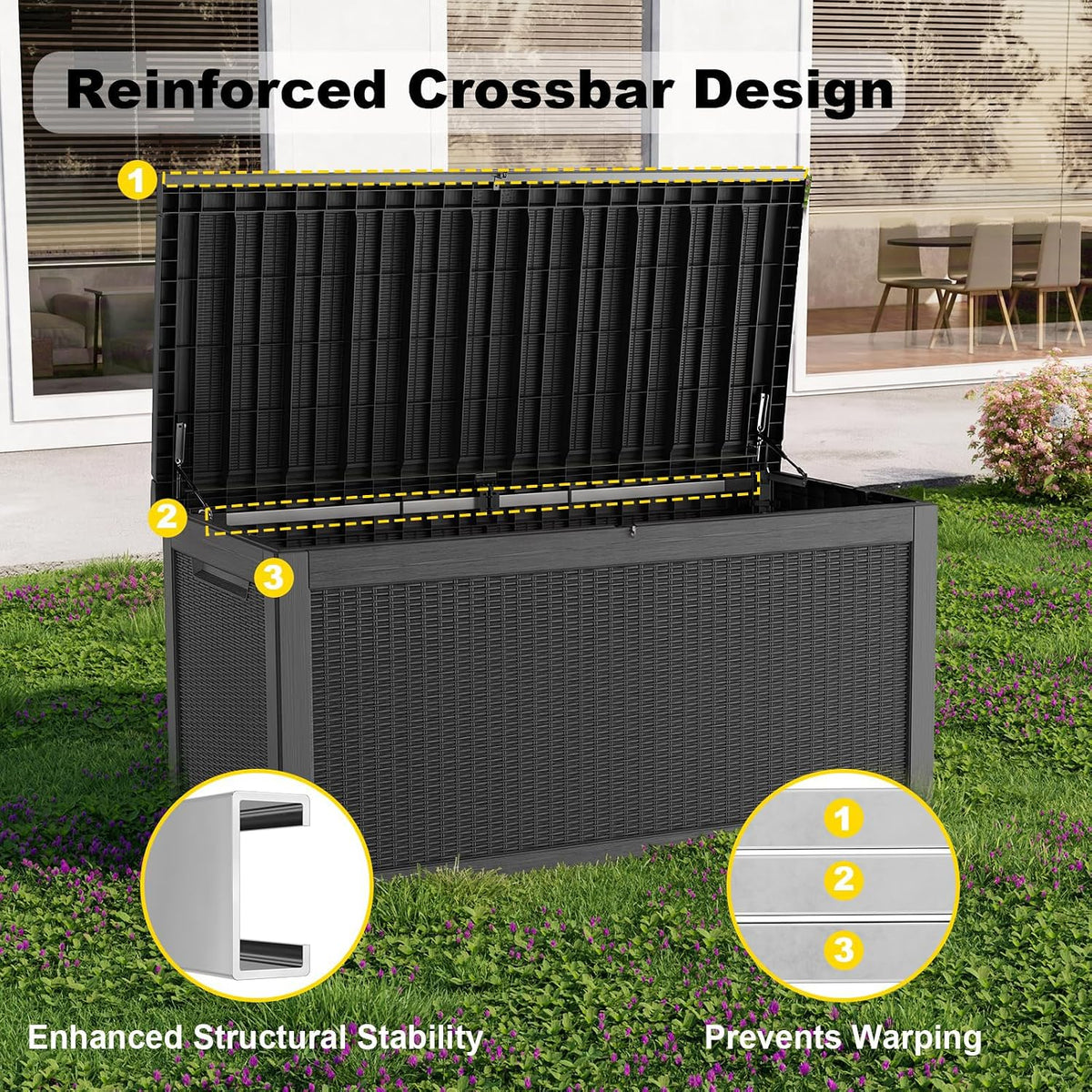 280Gal Outdoor Storage Box Waterproof Lockable Deck Box