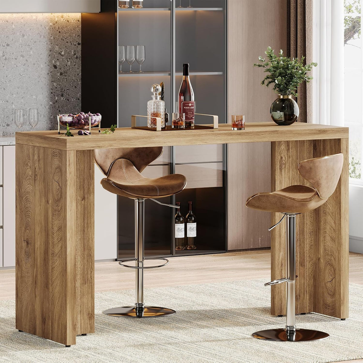 Tribesigns 55.12-Inch Long Bar Table, Farmhouse Counter Height Pub Table