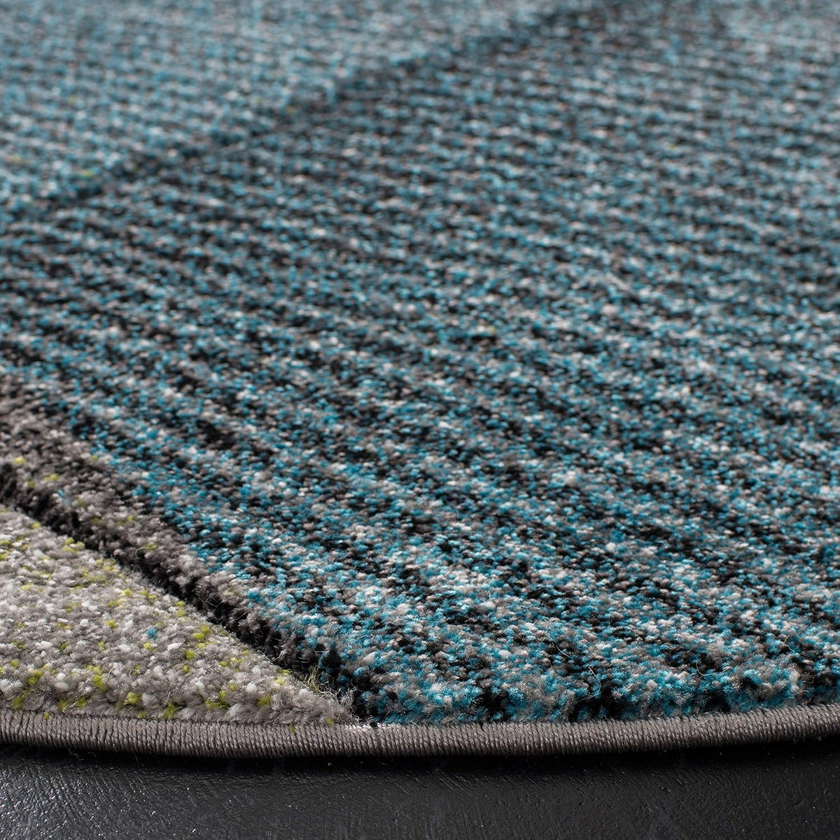SAFAVIEH Hollywood Collection Area Rug - 9' Round, Grey & Teal, Mid-Century Modern Design, Non-Shedding & Easy Care, Ideal for High Traffic Areas in Living Room, Bedroom (HLW715D)
