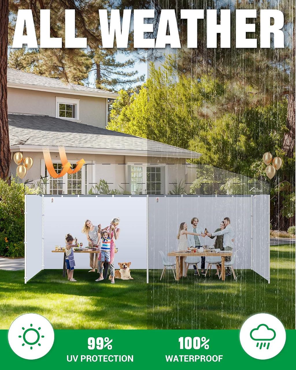 ACEPIC 10x20ft Canopy Sidewalls Only, White (4PCS, Frame Not Included)