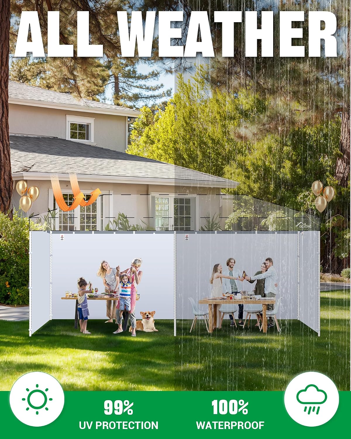 ACEPIC 10x20ft Canopy Sidewalls Only, Black (4PCS, Frame Not Included)