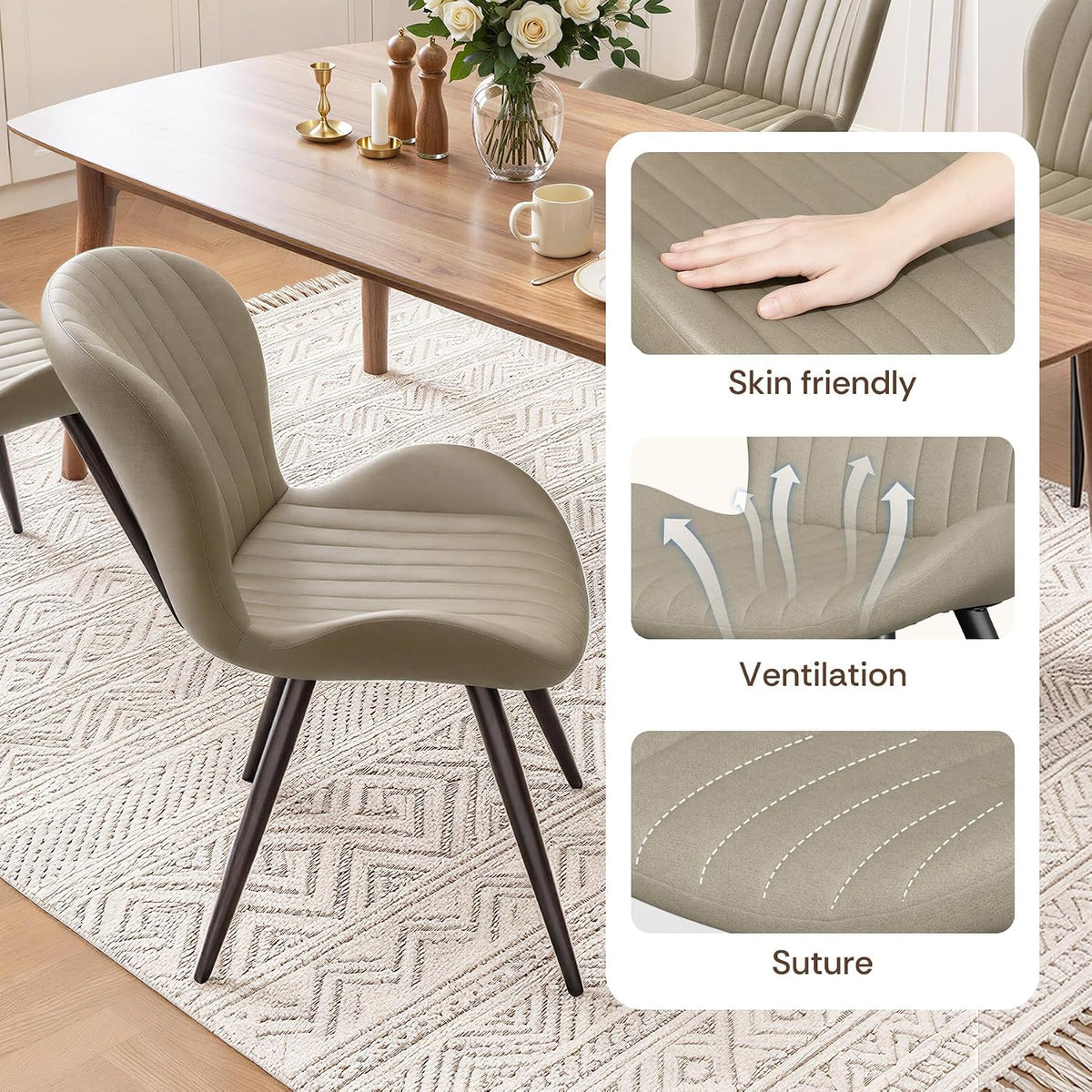 nalupatio upholstered dining chairs set of 2, dining, side view