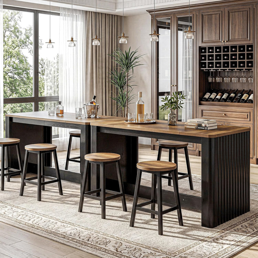 LITTLE TREE 67" Long Bar Table, Farmhouse Counter Height Pub Table