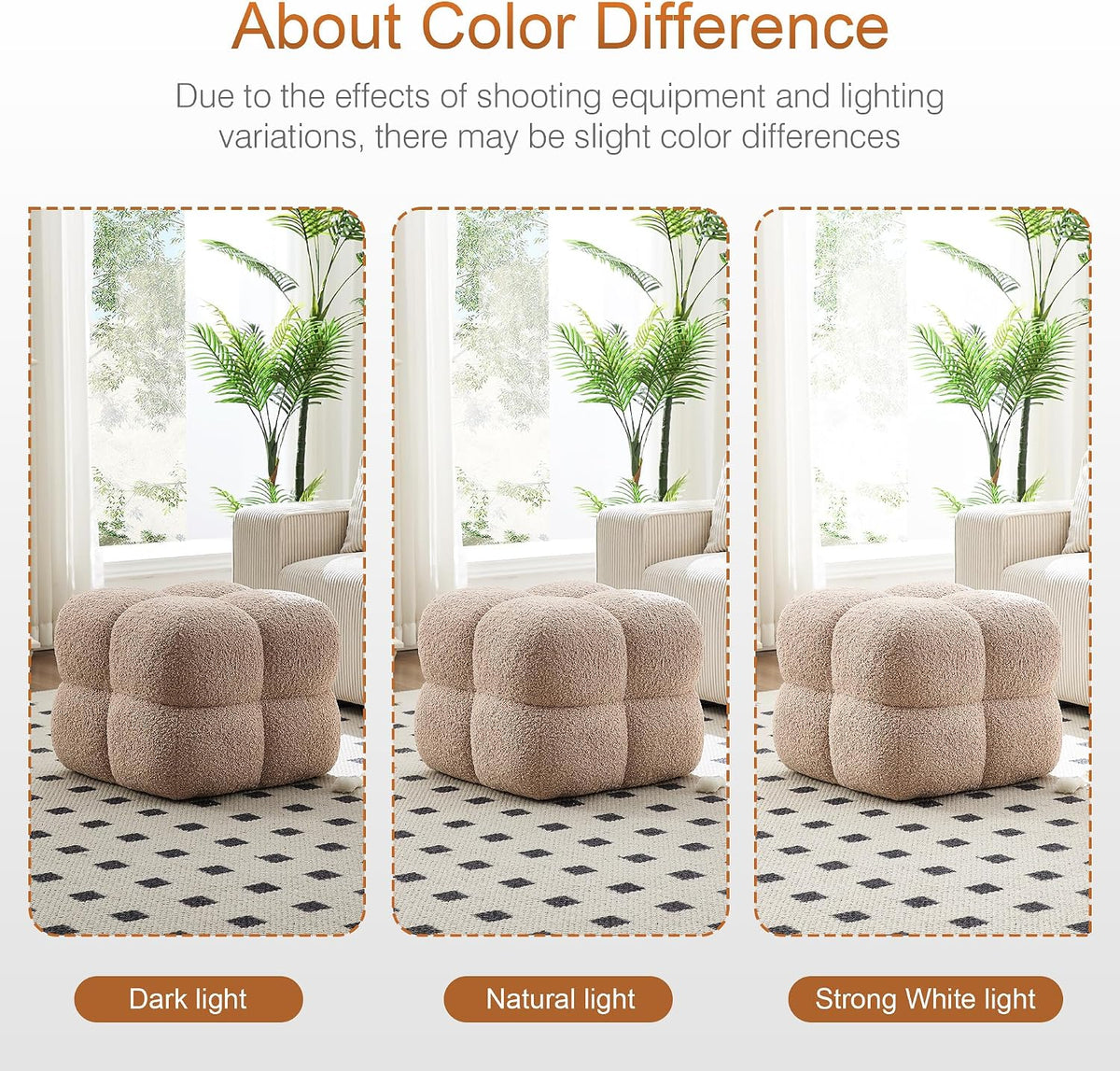 Zesthouse Square Pouf Ottoman Footstool, Modern Vanity Chair for Bedroom