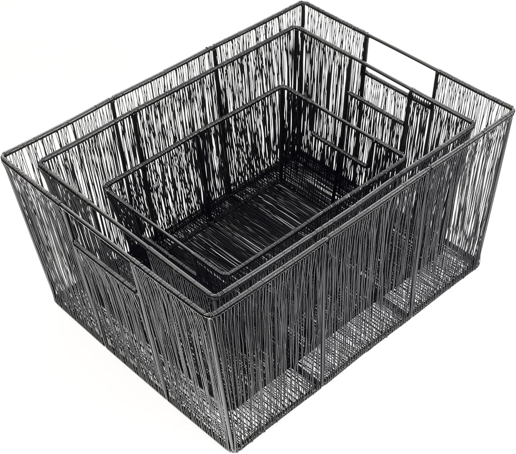 happimess Sutton 6-Piece Nesting Mild Steel Storage Baskets 16", Black