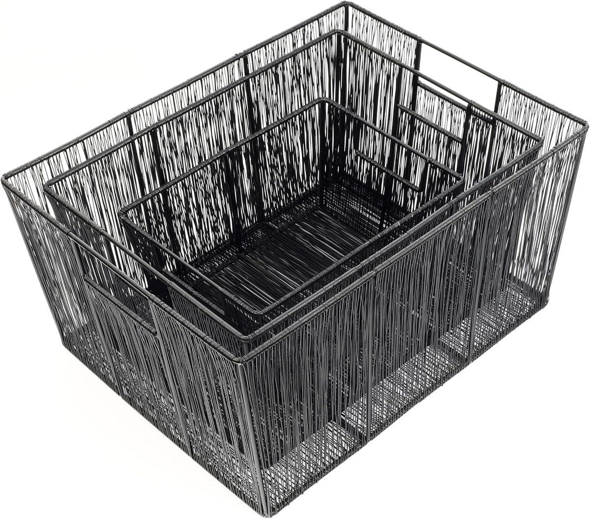 happimess Sutton 6-Piece Nesting Mild Steel Storage Baskets 16", Black