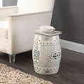 JONATHAN Y Double Happiness Ceramic Garden Stool 18" Table, Gray Blue/White