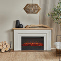Real Flame Malie 68" Landscape Electric Fireplace with Mantel for Living Room or Bedroom, Replaceable Fireplace Insert Heater, Realistic Log and Flame Effect, Remote Control, Timer