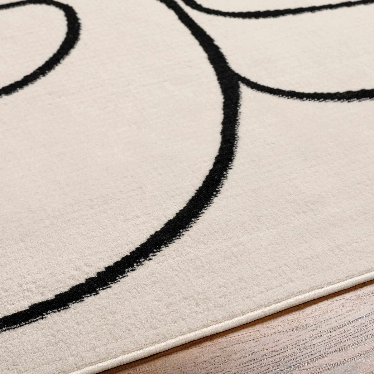 Hauteloom Eilir Modern Abstract Runner Rug - Contemporary Geometric Carpet for Hallway, Kitchen - Beige, Black, Cream - 2'7" x 7'3"