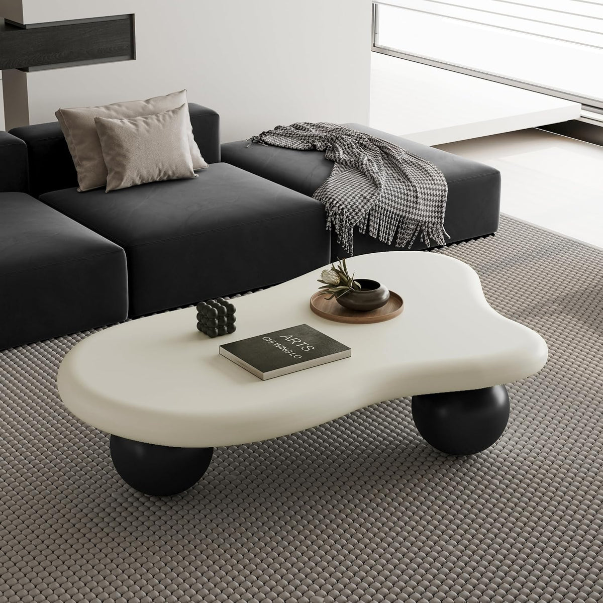 40" Modern Coffee Table Cloud Shape Low Center Table Cute Irregular