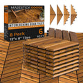 Majestick Goods 8-Pack Herringbone Acacia Wood Interlocking Deck Tiles
