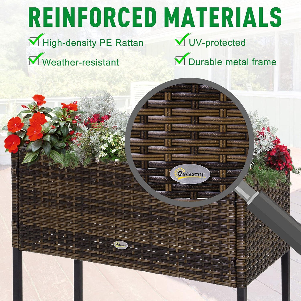 Outsunny Raised Garden Bed Elevated Planter Box Tool Storage Shelf Brown