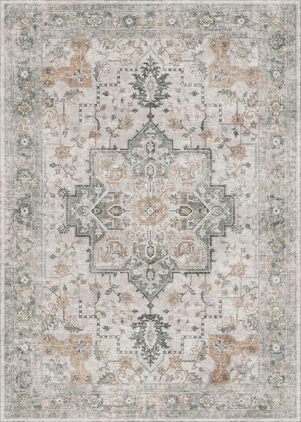 GENIMO 5x7 Washable Area Rugs for Living Room, Non Slip, Light Taupe Brown