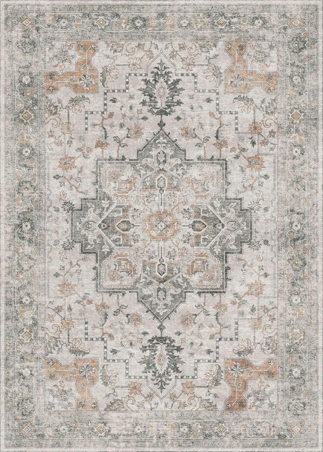 GENIMO 5x7 Washable Area Rugs for Living Room, Non Slip, Light Taupe Brown