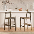 EYYTHUNG Basics Bar Stools Set of 4, Farmhouse 25” Counter Height Stools with Solid Wood Legs & Back, Mid Century Modern Barstools for Kitchen Island, Dining Room, Brown