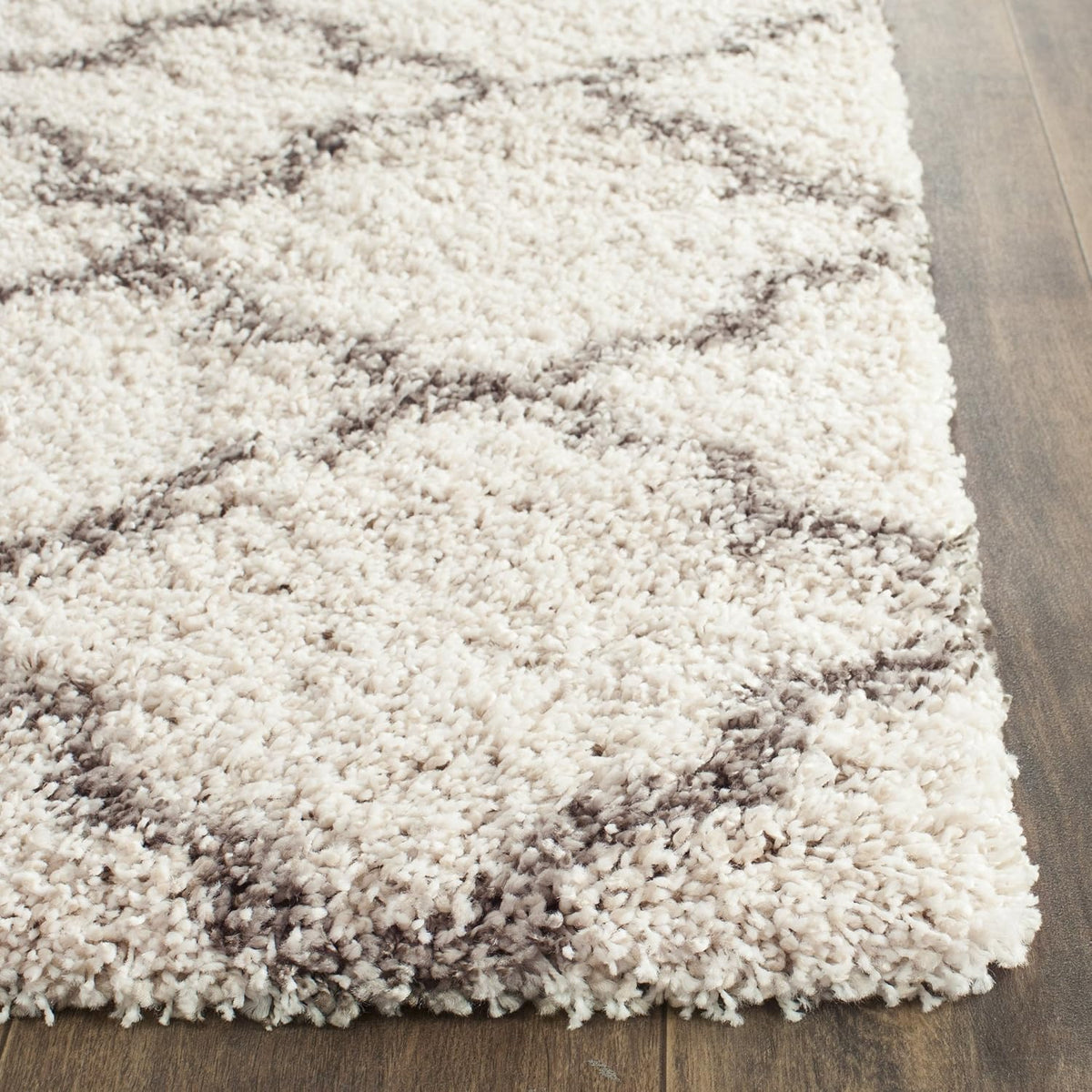 SAFAVIEH Hudson Shag Collection Area Rug - 10' x 14', Ivory & Grey, Moroccan Trellis Design, Non-Shedding & Easy Care, 2-inch Thick Ideal for High Traffic Areas in Living Room, Bedroom (SGH282A)