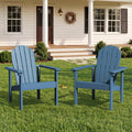 SERWALL HDPE Stackable Adirondack Chairs Set of 2,Space-Saving, Blue