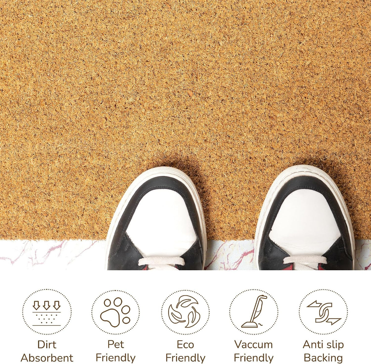 Coco Coir Door Mat DIY Plain Welcome Mat, Pack of 2, Beige 30x17