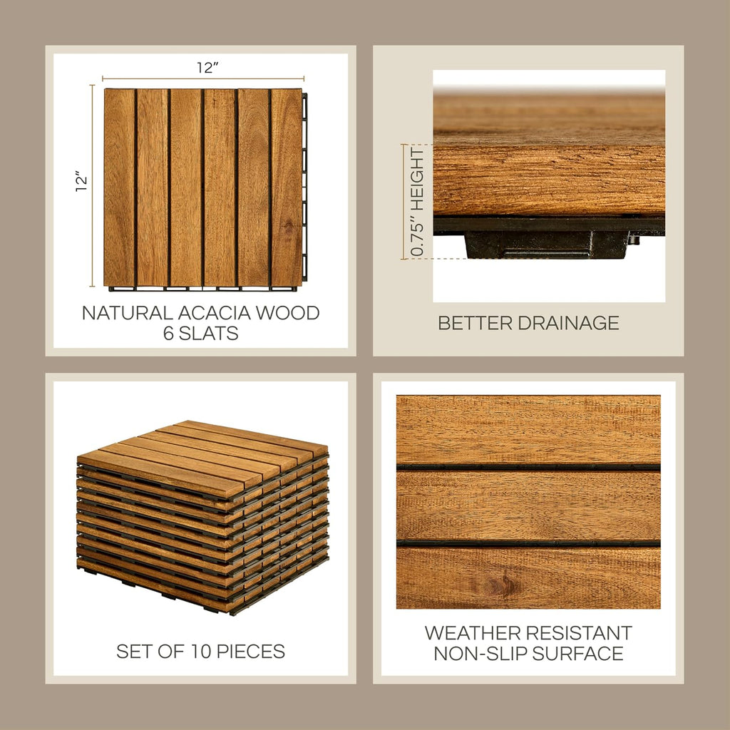 thyoi premium deck tiles, 10 pcs patio flooring shown in use