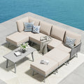 PHI VILLA 8-Piece Rope Patio Sectional Furniture Set with Cushion, Gray