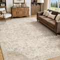 Beauoop 8x10 Washable Beige Neutral Vintage Oriental Area Rug for Bedroom