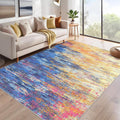ROYHOME Modern Abstract Living Room Rug 8x10, Blue/Orange