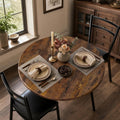 Garvee Dining Table Set for 2, Wooden Kitchen Table and Chairs of 2 with Upholstered Chairs, Round Kitchen Tables Set, 3 Piece Dining Room Table Sets for Small Space, Apartment, Rustic Brown