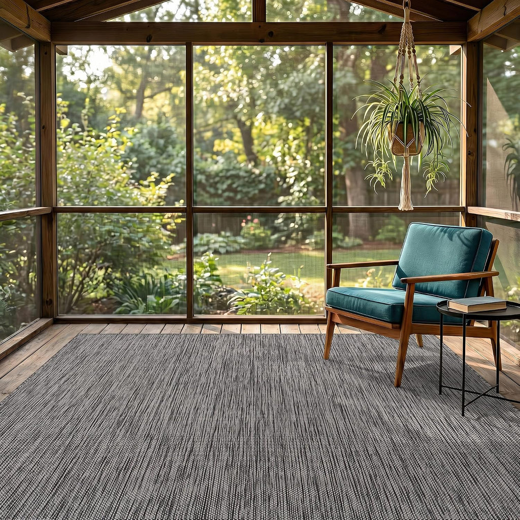Outdoor Rug 8x10 Gray Washable Outside Rugs for Patios Porches Solid Modern Waterproof Durable Non-Shedding, Easy-to Clean Deck Balcony Indoor Outdoor Carpet (8 x 10 Gray)