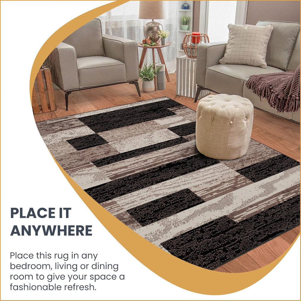 Superior Rockwood Modern Geometric Indoor Area Rug, 2'7"x10', A Chocolate