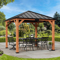 Modern Shade Permanent Wood Gazebo 10x10 with Galvanized Steel Roof