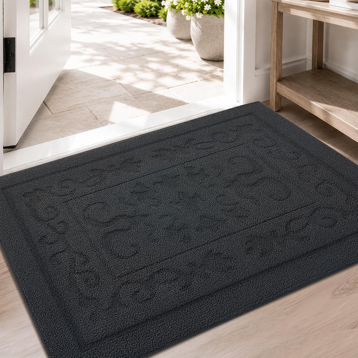 FONEYI Dirt Trapper Door Mat 32" x 48", Non-Slip Washable Doormats, Black