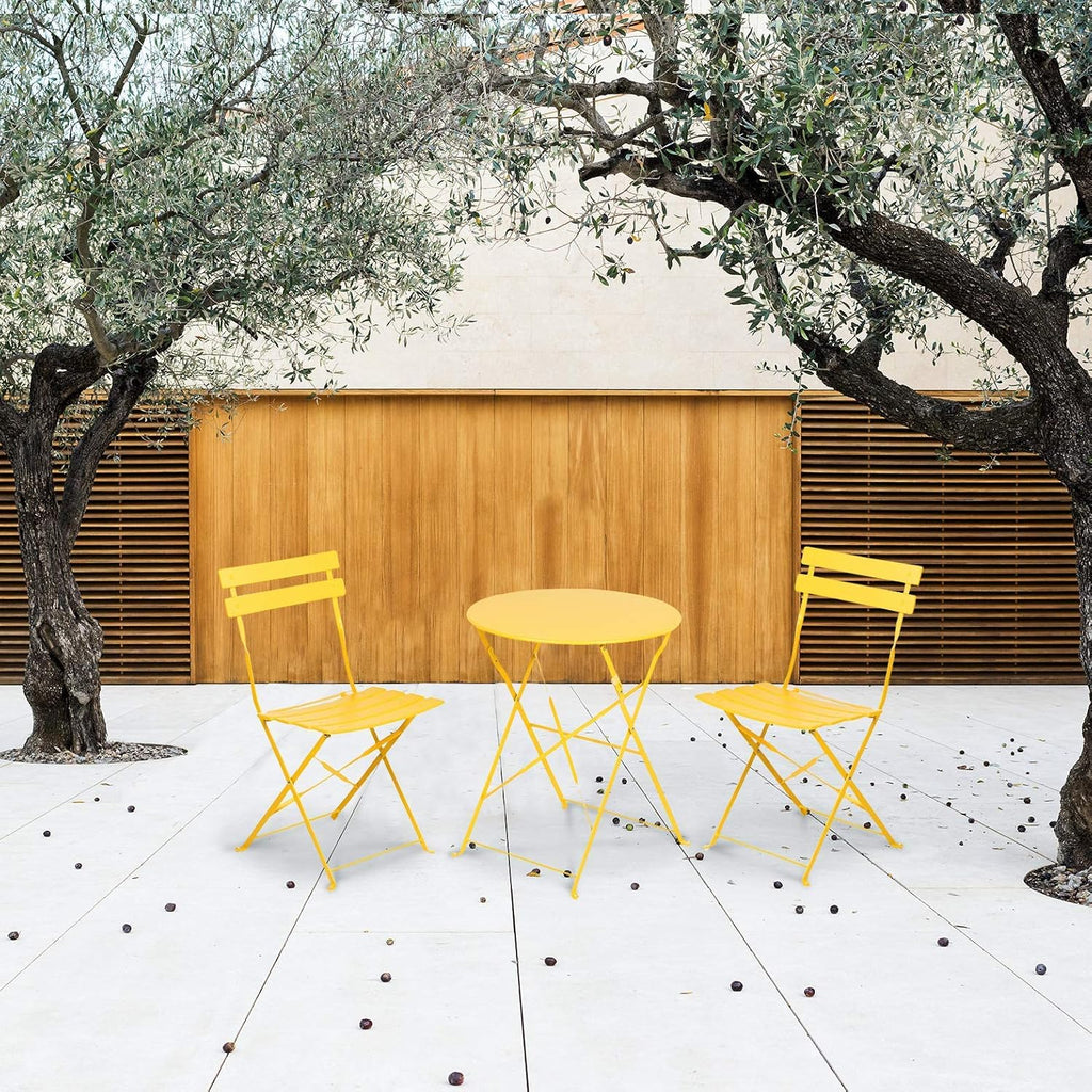 Grand Patio 3 Piece Folding Patio Bistro Set for Outdoor Balcony, Yellow