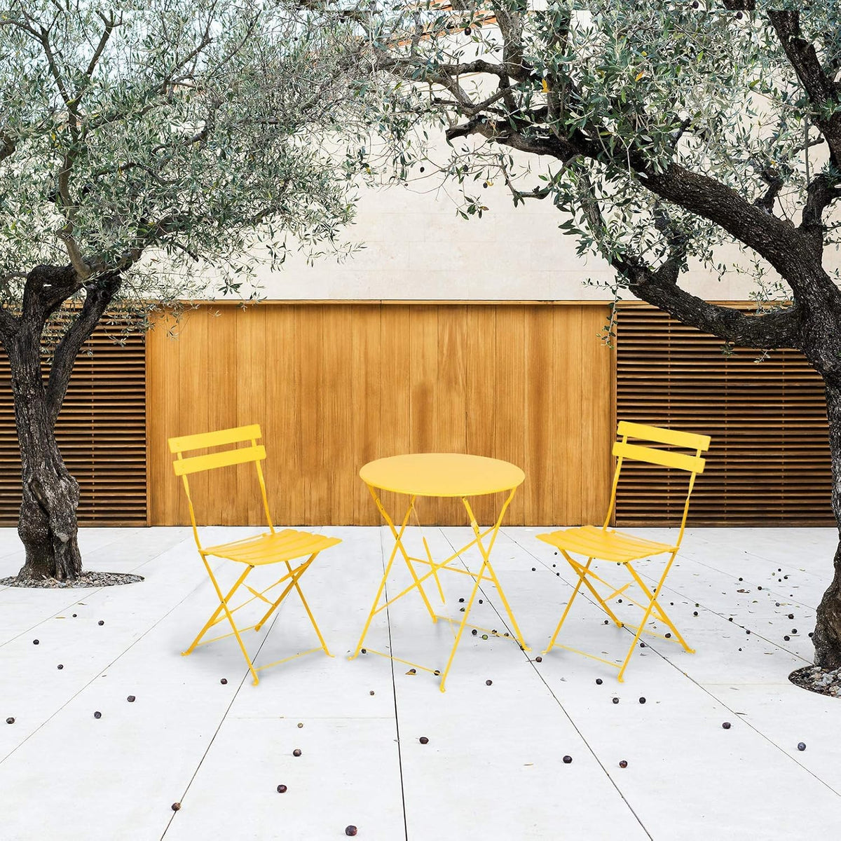 Grand Patio 3 Piece Folding Patio Bistro Set for Outdoor Balcony, Yellow