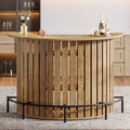 Tribesigns 4-Tier Bar Table, 47.24" Mini Home Bar Table with Footrest, Arc-Shaped Modern Bar Cabinet for Home, Living Room, Light Brown