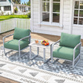 3-Piece Modern Aluminum Patio Sofa Set with Coffee Table, Deep Seating Conversation Set Featuring 6.5" Cushions, All-Weather for Garden, Balcony, Poolside (White)