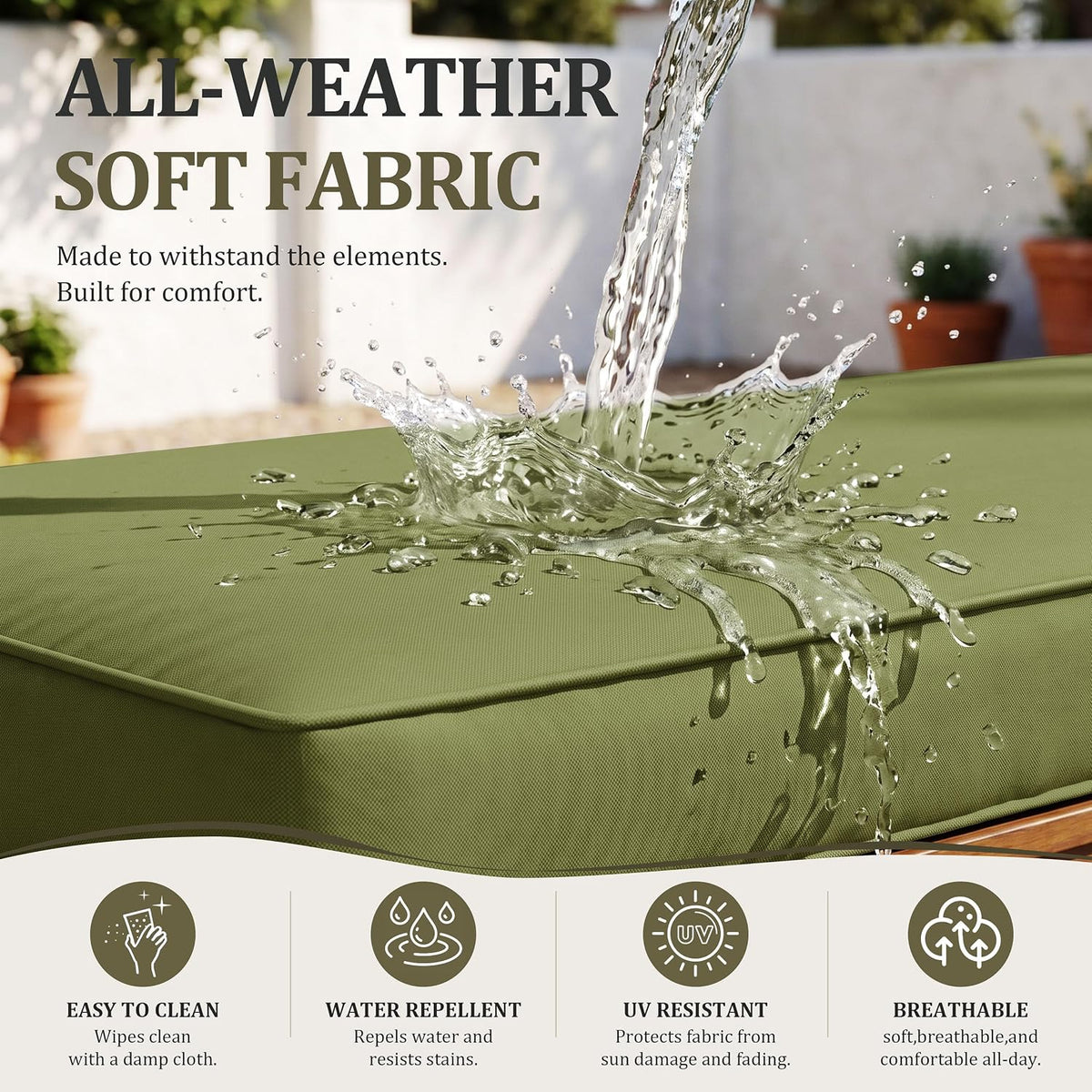 3 Pcs Outdoor Patio Furniture Cushion Replacement Cover, Cover Only