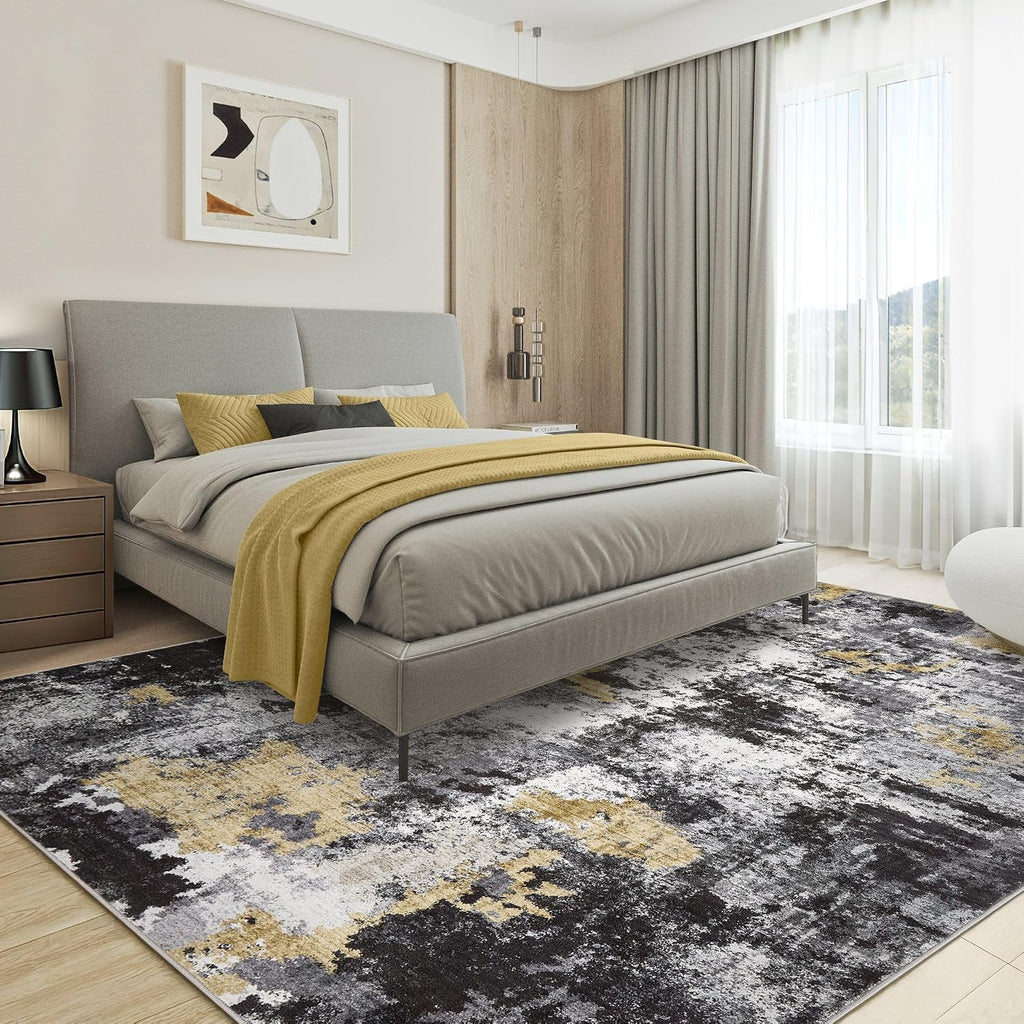Washable 9x12 Area Rugs for Living Room: Abstract Modern Home Decor Rug
