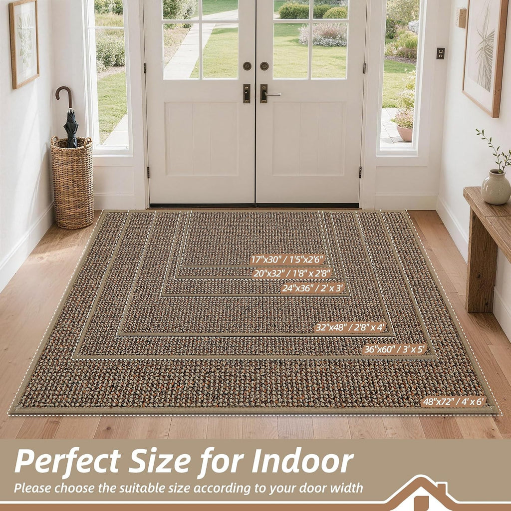 BEQHAUSE Dirt Trapper Door Mat 36" x 60", Non-Slip Washable Doormats, Beige