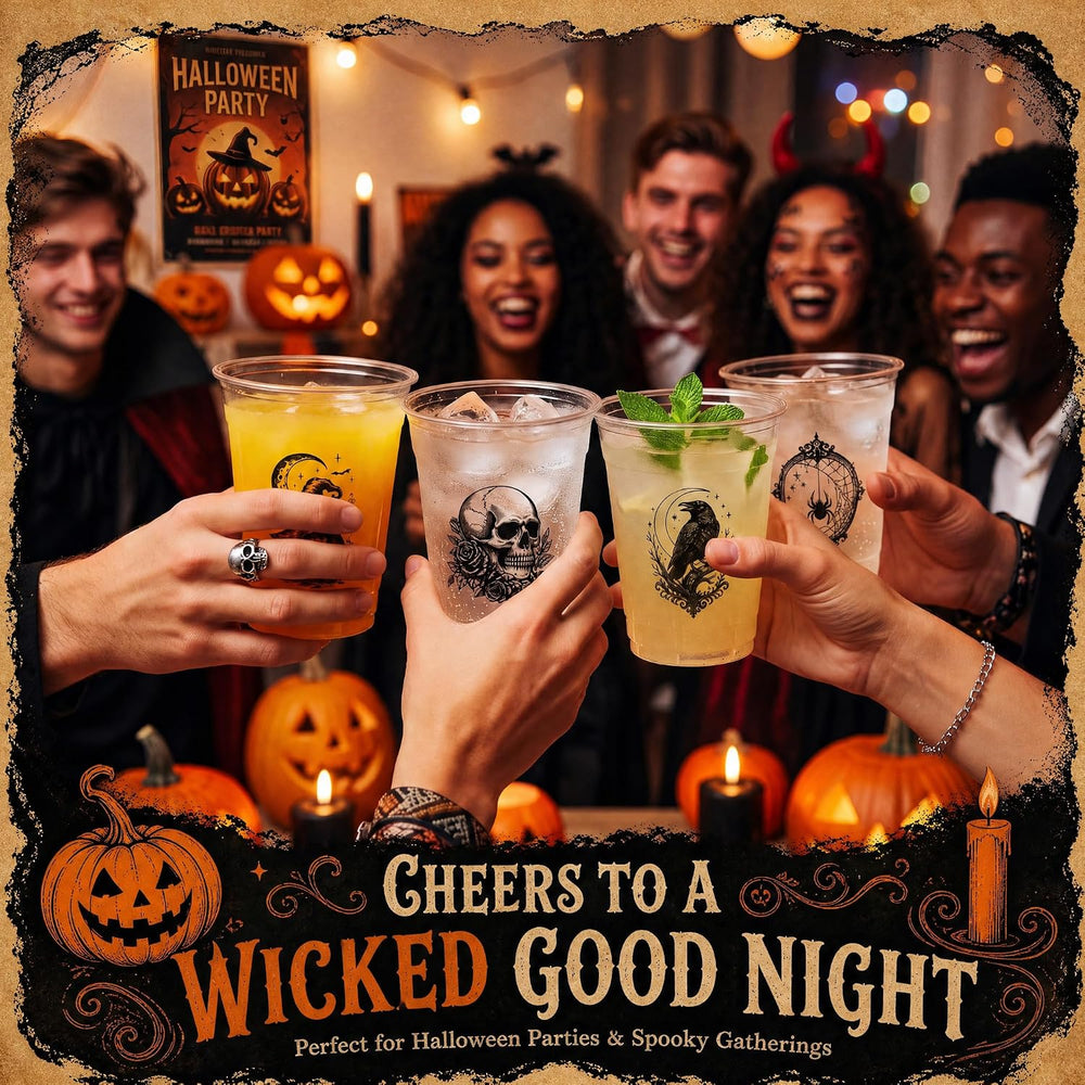 SiliFine 100 Pcs 12 oz Halloween Plastic Cups, Halloween Party Supplies